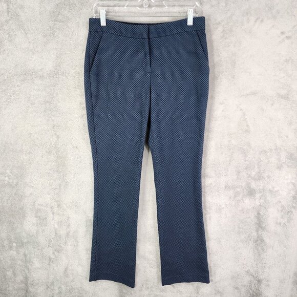 Womens Express Columnist Stretch Pants Blue Geometric Print Polyester Blend 6 - Picture 2 of 10